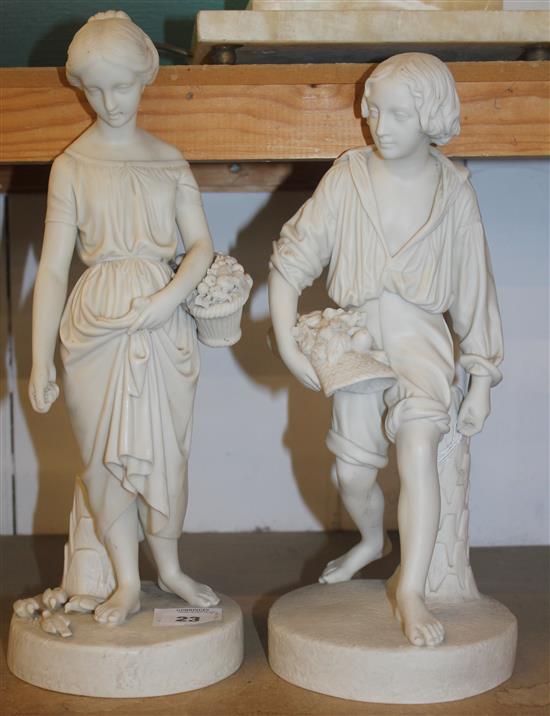Pair of Victorian parian figures (one damaged)(-)